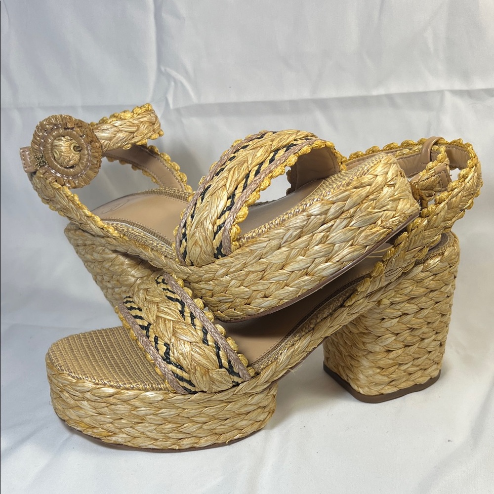 Sam Edelman Gold Braided Espadrille Platform Sandals
